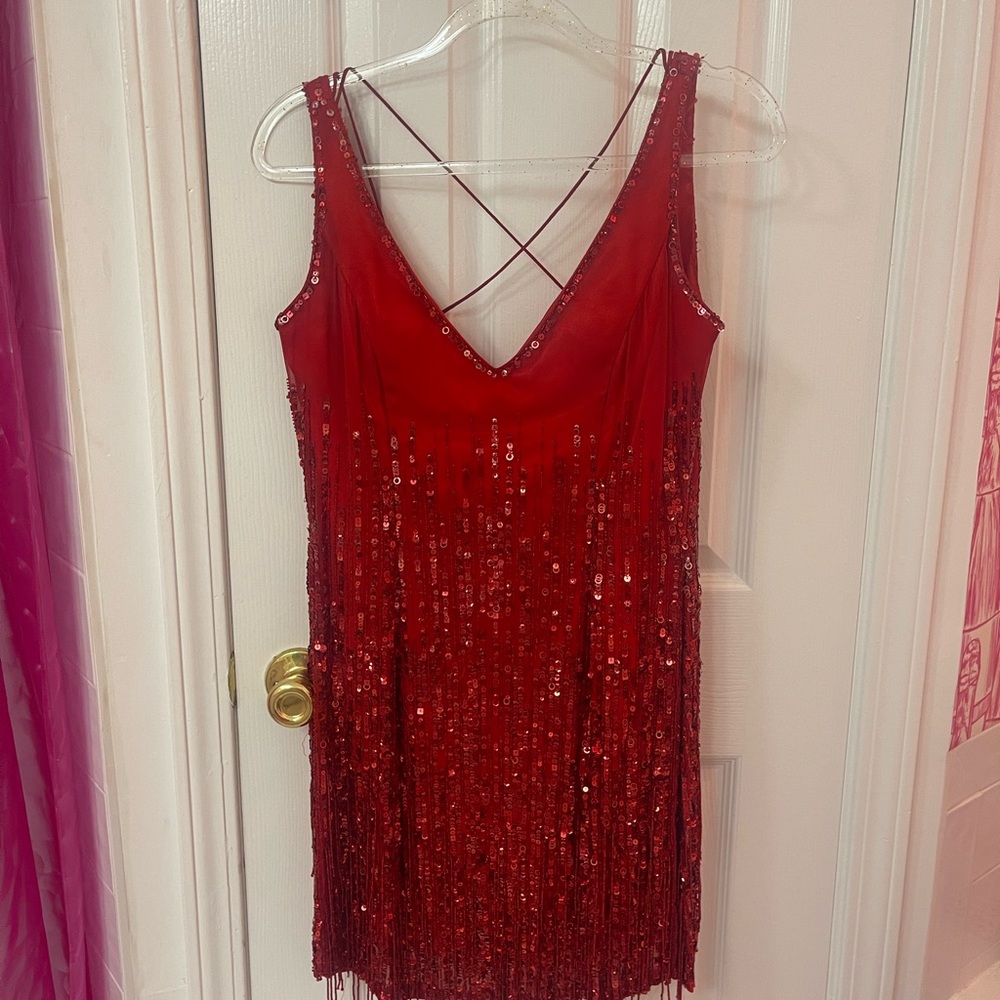 Elegant Red Sequin Dress